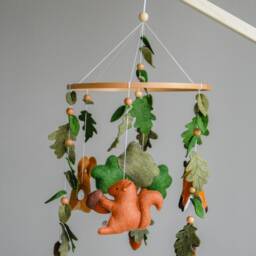 Woodland Baby Mobile Forest Animal Crib Nursery Hanging Decor Neutral Shower Gift Bear Fox Deer For Room - thumbnail 2