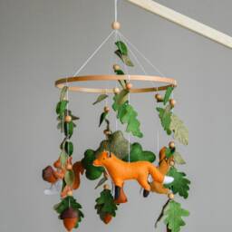 Woodland Baby Mobile Forest Animal Crib Nursery Hanging Decor Neutral Shower Gift Bear Fox Deer For Room - thumbnail 3