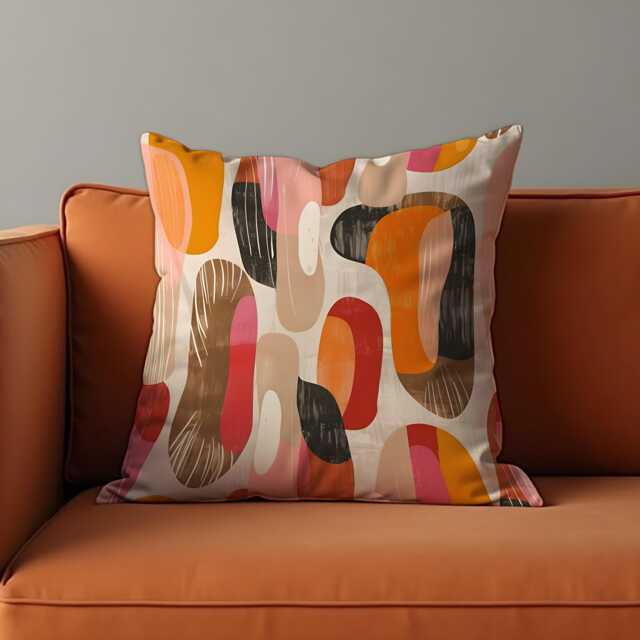 Modern Abstract Cushion Cover, Bold Organic Shapes Pillow Warm Earthy Tones Throw Case, Boho Living Room & Bedroom Decor - image 1