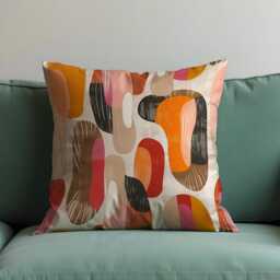 Modern Abstract Cushion Cover, Bold Organic Shapes Pillow Warm Earthy Tones Throw Case, Boho Living Room & Bedroom Decor - thumbnail 4