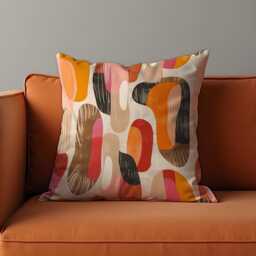 Modern Abstract Cushion Cover, Bold Organic Shapes Pillow Warm Earthy Tones Throw Case, Boho Living Room & Bedroom Decor - thumbnail 1