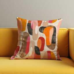 Modern Abstract Cushion Cover, Bold Organic Shapes Pillow Warm Earthy Tones Throw Case, Boho Living Room & Bedroom Decor - thumbnail 3