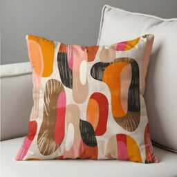 Modern Abstract Cushion Cover, Bold Organic Shapes Pillow Warm Earthy Tones Throw Case, Boho Living Room & Bedroom Decor - thumbnail 2