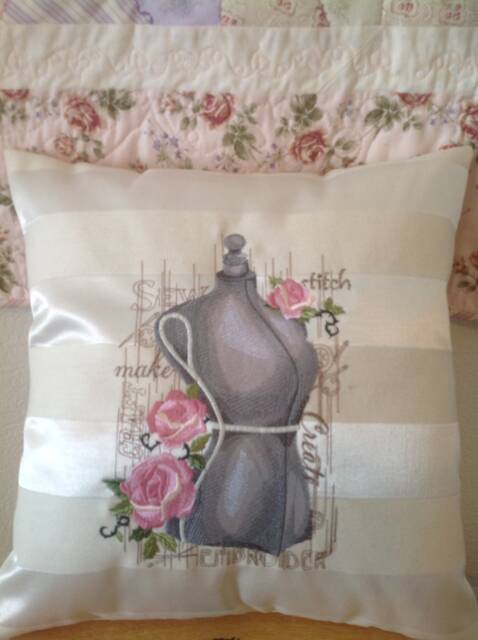 Sewing Mannequin With Pink Roses