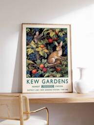 William Morris Rabbit Print, Kew Gardens London Poster, Vintage Wall Art, Floral Poster - thumbnail 1