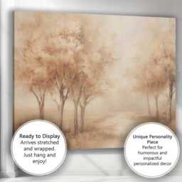 Soft Sepia Woodland Glade Textured Nature Landscape Canvas Wall Art Print Decor Picture Ready To Hang - thumbnail 3