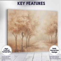 Soft Sepia Woodland Glade Textured Nature Landscape Canvas Wall Art Print Decor Picture Ready To Hang - thumbnail 1