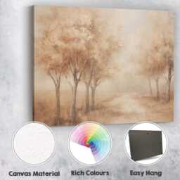 Soft Sepia Woodland Glade Textured Nature Landscape Canvas Wall Art Print Decor Picture Ready To Hang - thumbnail 2