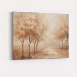 Soft Sepia Woodland Glade Textured Nature Landscape Canvas Wall Art Print Decor Picture Ready To Hang - thumbnail 4