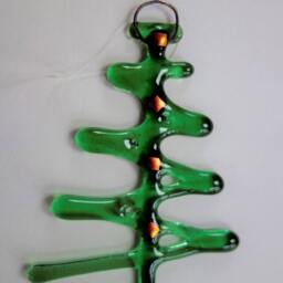 Fused Glass Christmas Tree With Dichroic 7.5cm X 10cm - thumbnail 4