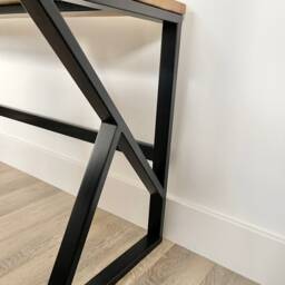 Oak Topped Matte Black Metal Office Desk - thumbnail 4