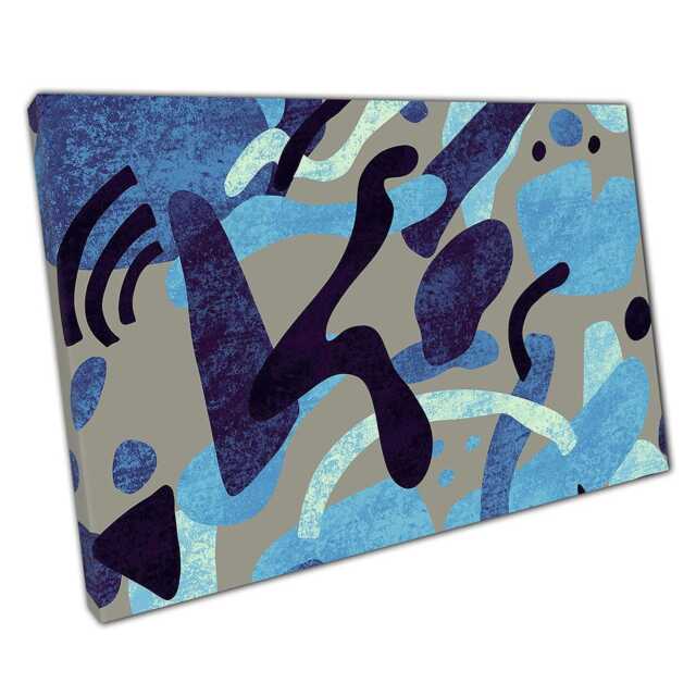 Modern Abstract Blue Grey Canvas Print Contemporary Wall Art For Home & Office Decor - image 1