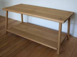 Handmade European Oak Coffee Table With Solid Timber Shelf & Visible Wedge Tenon Joints