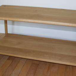 Handmade European Oak Coffee Table With Solid Timber Shelf & Visible Wedge Tenon Joints - thumbnail 3