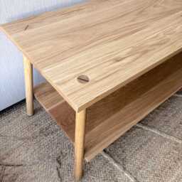 Handmade European Oak Coffee Table With Solid Timber Shelf & Visible Wedge Tenon Joints - thumbnail 2