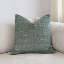 Chiang Mai Cotton Pillow Cover Antique Green & White Dots - thumbnail 4