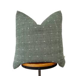 Chiang Mai Cotton Pillow Cover Antique Green & White Dots - thumbnail 1