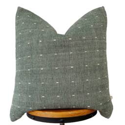 Chiang Mai Cotton Pillow Cover Antique Green & White Dots - thumbnail 2