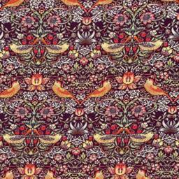 William Morris Strawberry Thief Fabric Adult Armchair & Footstool Chair Green Ochre Red Navy Blue Accent - thumbnail 4