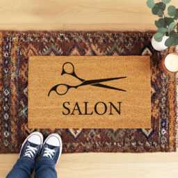 Personalized Salon Doormat - Custom Hairdresser Name Welcome Mat Scissors Design Front Door D??cor Hair Gift - thumbnail 3