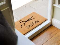 Personalized Salon Doormat - Custom Hairdresser Name Welcome Mat Scissors Design Front Door D??cor Hair Gift - thumbnail 1