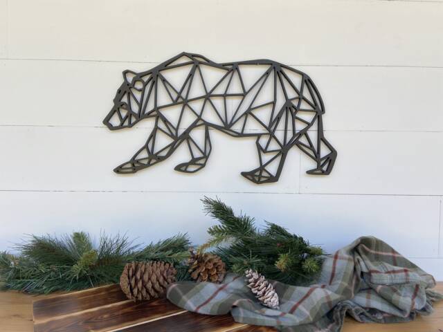 Geometric Bear Wall Hanging Birch Woodland Decor - image 1