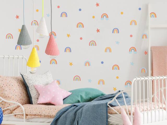Bright Rainbows & Stars Wall Stickers, Rainbow Decal, Room Decor, Sticker - image 1
