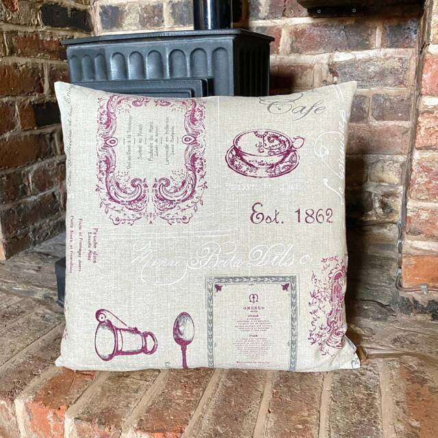 930. Bistro Bordeaux 100% Linen Cushion Cover. Various Sizes - image 1