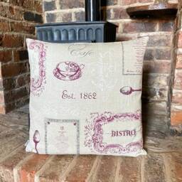 930. Bistro Bordeaux 100% Linen Cushion Cover. Various Sizes - thumbnail 2