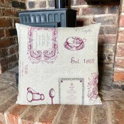 930. Bistro Bordeaux 100% Linen Cushion Cover. Various Sizes - thumbnail 1