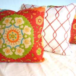 Red Linen Blend Pillow Cover, Richloom Cornwall Fabric, 18x18 - thumbnail 2