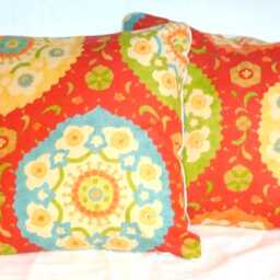 Red Linen Blend Pillow Cover, Richloom Cornwall Fabric, 18x18 - thumbnail 4