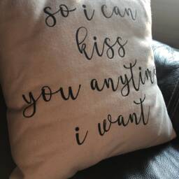 "Handmade Quote Pillow ""So I Can Kiss You" - thumbnail 3