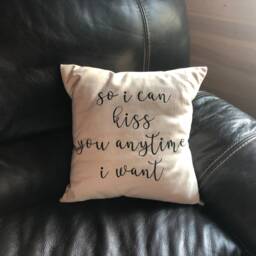 "Handmade Quote Pillow ""So I Can Kiss You" - thumbnail 2