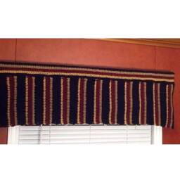 striped Valance, Crochet Pattern, Tan Black Granet, Topper, Window Treatment, Mens Decor, Downloadable Pattern - thumbnail 2