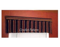 striped Valance, Crochet Pattern, Tan Black Granet, Topper, Window Treatment, Mens Decor, Downloadable Pattern - thumbnail 1