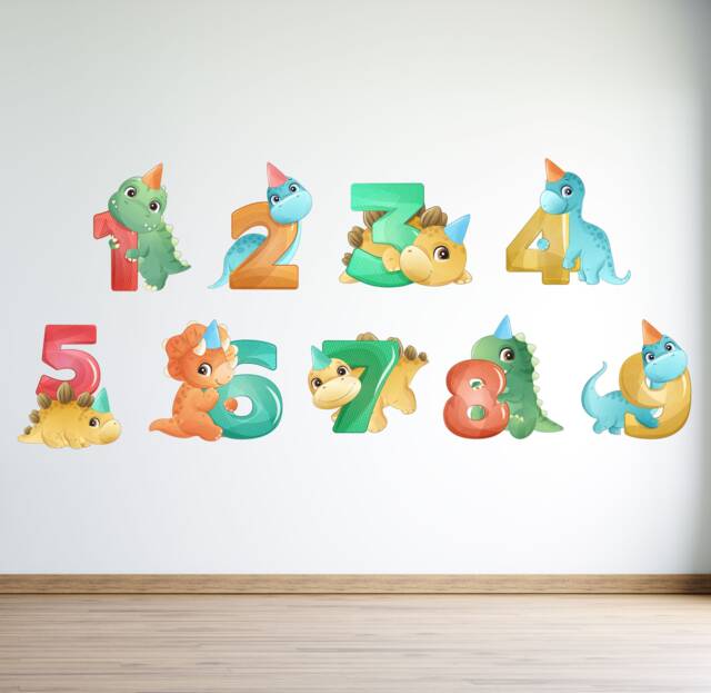 Large Removable Dinosaur Number Wall Stickers - For Children's Room Educational Art Kids Baby - image 1