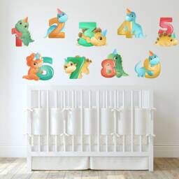 Large Removable Dinosaur Number Wall Stickers - For Children's Room Educational Art Kids Baby - thumbnail 2