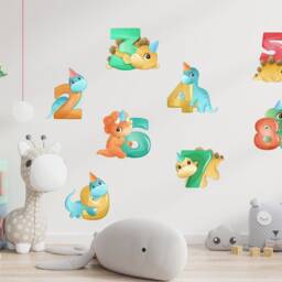 Large Removable Dinosaur Number Wall Stickers - For Children's Room Educational Art Kids Baby - thumbnail 3