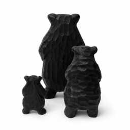 Hand Carved Wood Black Bear Family Set Rustic Woodland Nursery Decor New Mom Gift - thumbnail 2