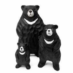 Hand Carved Wood Black Bear Family Set Rustic Woodland Nursery Decor New Mom Gift - thumbnail 3