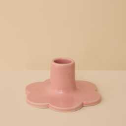 Pink Handmade Ceramic Candle Holder With Scalloped Edge - thumbnail 2