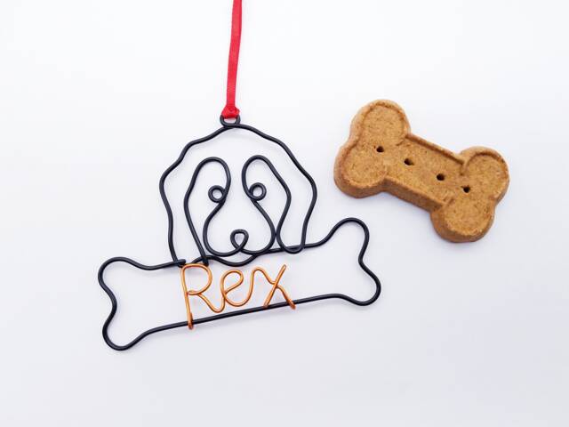Personalized Wire Dog Ornament, Goldendoodle/Labradoodle Christmas Gift - image 1