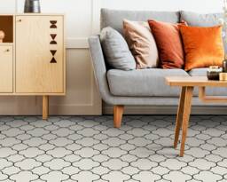 Chain Outline Style Vinyl Flooring, Beige Ideas For Work, Black Waterproof Material, Morrocan Living Room Decoration, Retro Floor Art - thumbnail 1