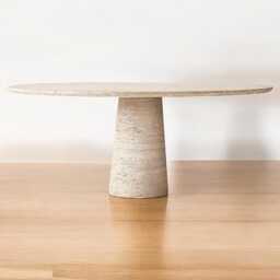 Island Dining Table - Travertine Natural Stone Round Dining Table With Single Funnel Leg, Custom Size Orders Available - thumbnail 4