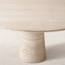 Island Dining Table - Travertine Natural Stone Round Dining Table With Single Funnel Leg, Custom Size Orders Available - thumbnail 2