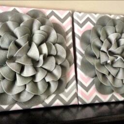 Pink & Gray Chevron Wall Hanging - thumbnail 4