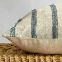 Cream Indigo Striped Pillow Cover - thumbnail 3