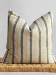 Cream Indigo Striped Pillow Cover - thumbnail 1
