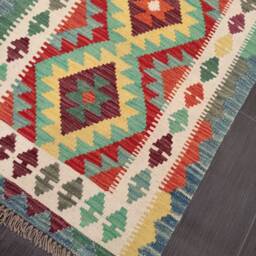 Classic Runner Rug, Handmade Artisan Afghan Turkish Scandinavian Navajo Bohemian Wool Flatweave Multicolour Kilim Rug 204x71 cm - thumbnail 4